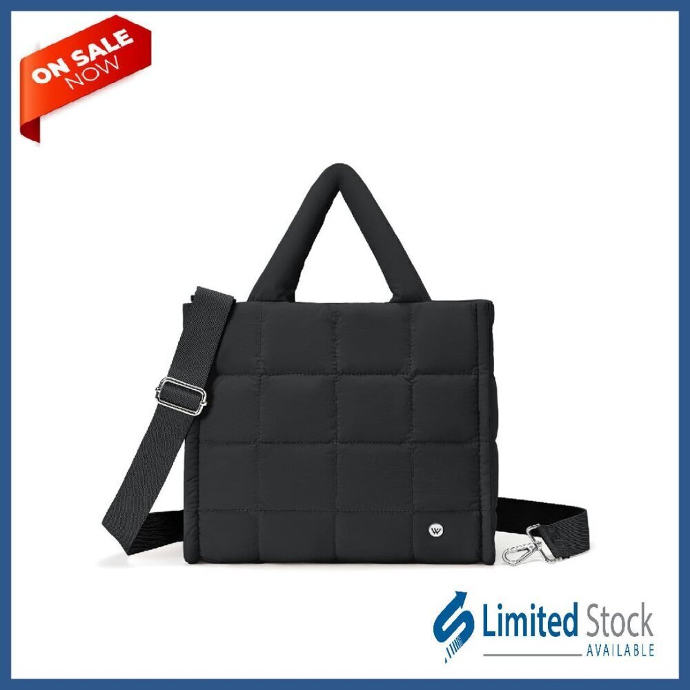 Quilted Puffer Tote Crossbody Bag Nylon Weekender Overnight Shoulder Handbag